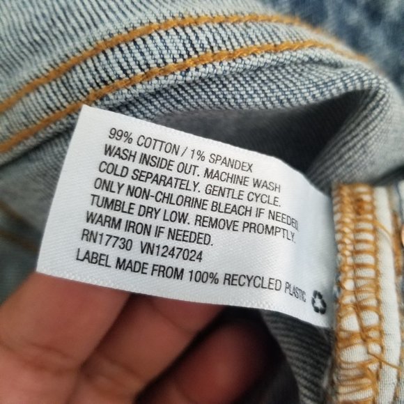 WILD FABLE Raw Hem Denim Skirt Sz 14 Medium Wash Whiskering - Picture 6 of 6